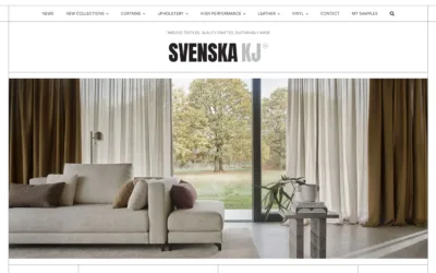 Svenska KJ contemporary living room with soft textured curtains and elegant neutral-toned interior styling