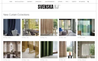 Svenska KJ curtain collection showcase featuring modern sheer fabrics and elegant contemporary interior styling