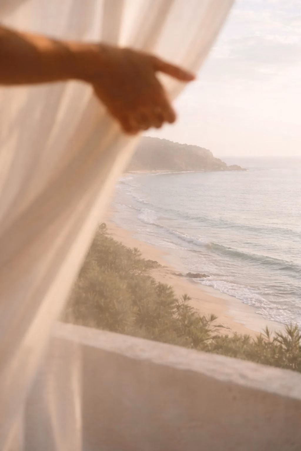 Australian view through curtain