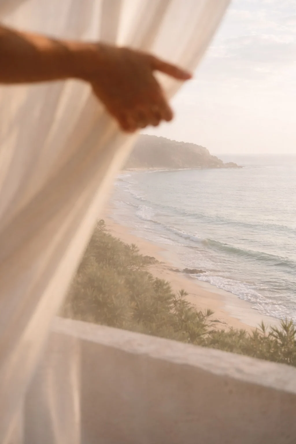 Australian view through curtain